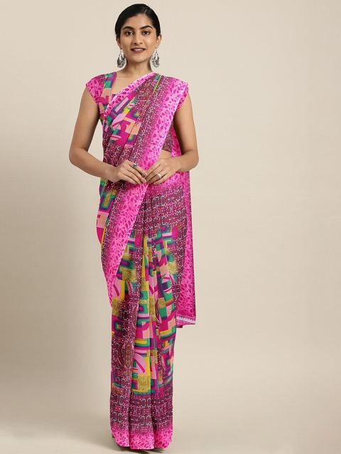 

KALINI Pink Printed Pure Georgette Saree