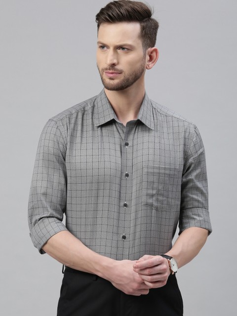 

Arrow New York Men Grey & Black Slim Fit Checked Formal Shirt