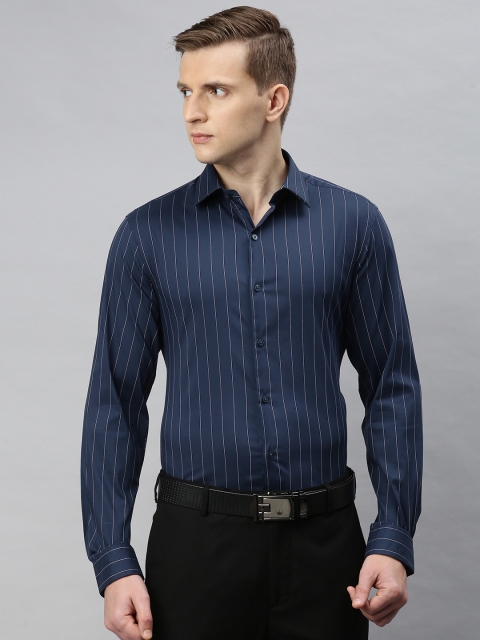 

Arrow New York Men Navy Blue Slim Fit Striped Formal Shirt