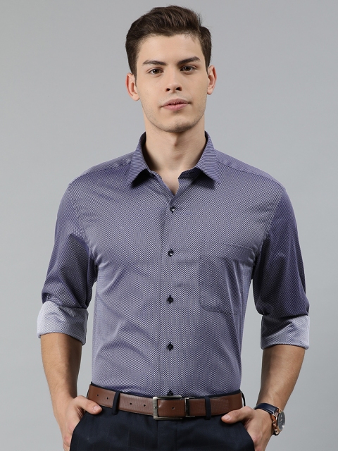 

Arrow Men Navy Blue & White Regular Fit Self Design Formal Shirt