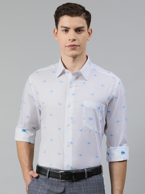 

Arrow Men White & Blue Regular Fit Self Design Formal Shirt