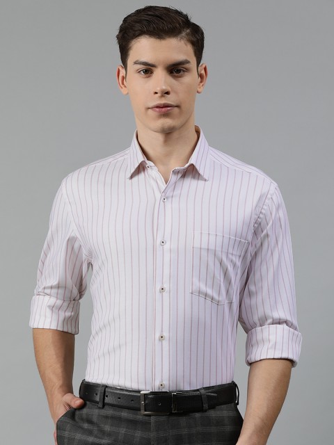 

Arrow Men White & Red Regular Fit Striped Formal Shirt