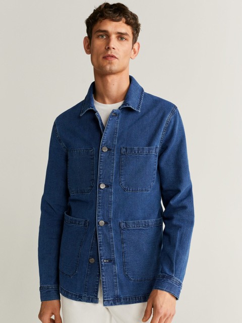 

MANGO MAN Blue Sustainable Solid Denim Jacket
