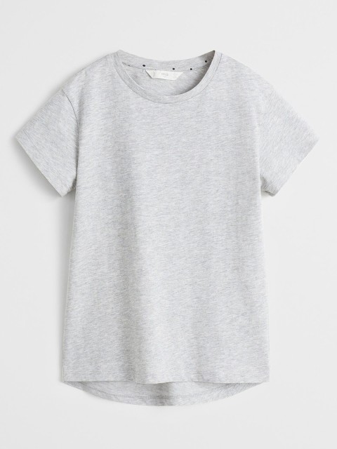 

Mango Kids Girls Grey Melange Solid Round Neck Sustainable T-shirt