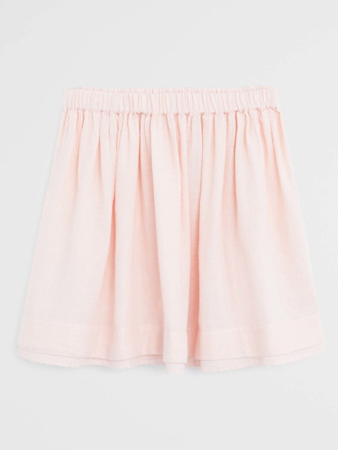 

Mango Kids Girls Peach-Coloured Solid Flared Pure Cotton Skirt