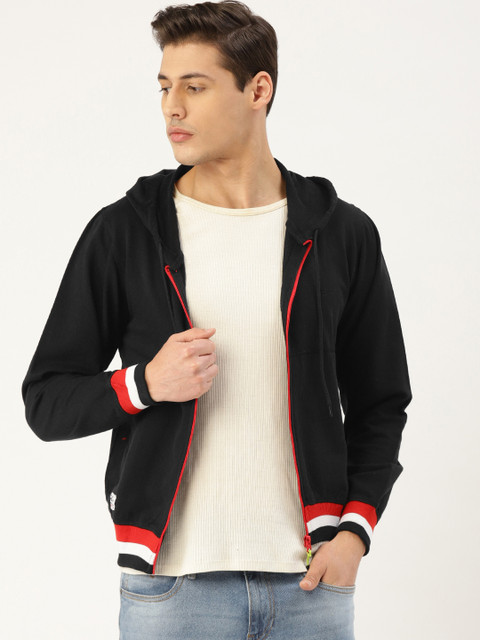 

Sports52 wear Men Black Solid Hooded Sweatshirt