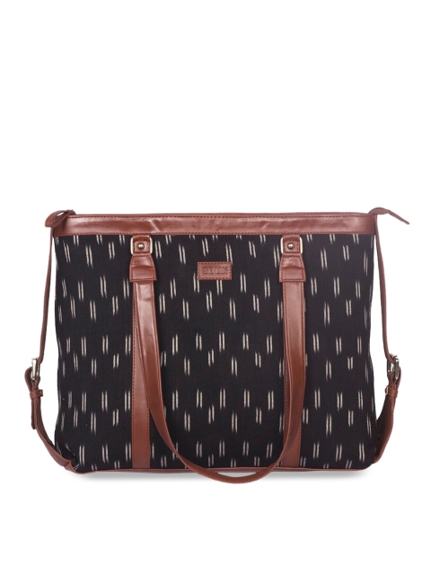 

ZOUK Women Black Ikat Printed Vegan Leather 15.6 Inch Sustainable Laptop Bag