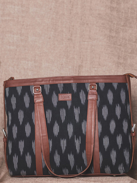 

ZOUK Black & Grey Self Design Vegan Leather Sustainable Shoulder Bag