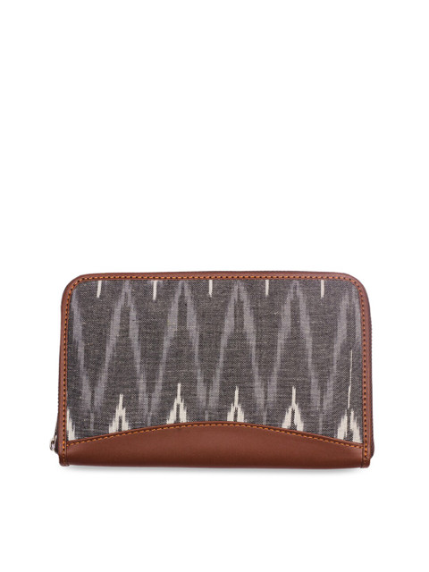 

ZOUK Women Grey & White Printed Vegan Leather Zip Around Sustainable Wallet