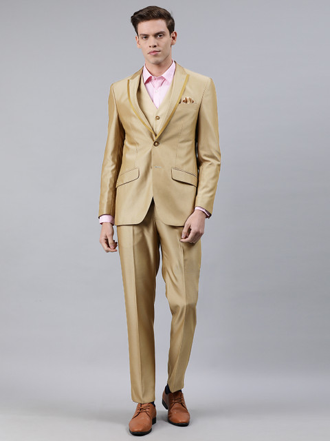 

Louis Philippe Men Beige Solid Ultra Fit Single-Breasted Three-Piece Party Suit