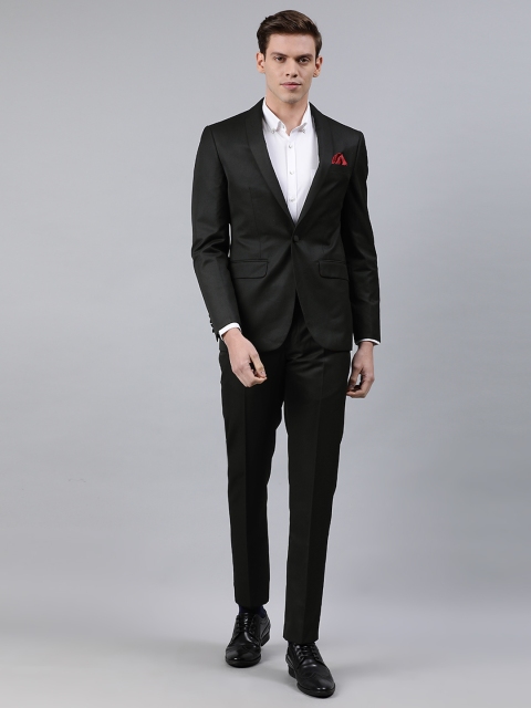 

Louis Philippe Men Navy Blue Solid Slim Fit Single Breasted Formal Suit, Black