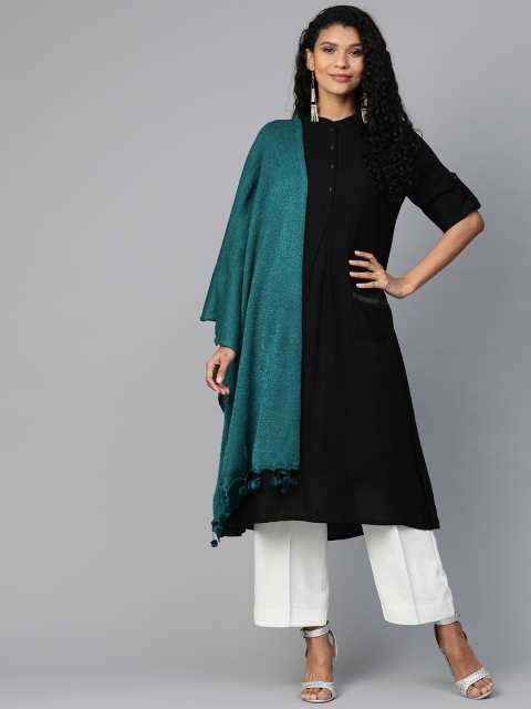 

Biba Teal Blue Solid Dupatta