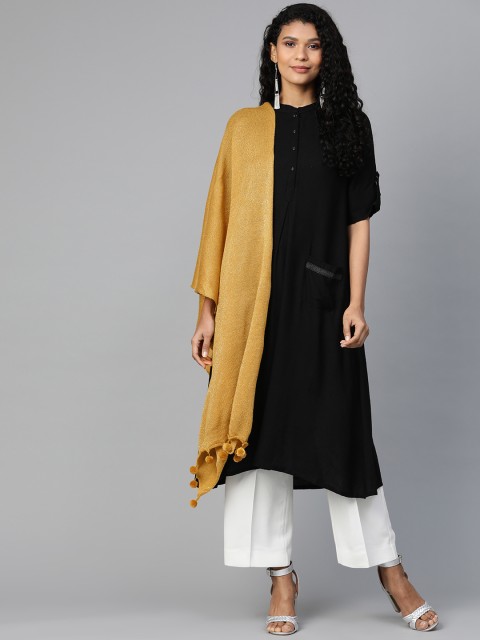 

Biba Mustard Yellow Solid Dupatta