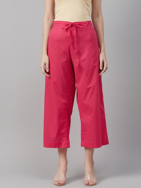 

Biba Women Pink Solid Cropped Straight Fit Palazzos