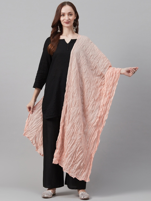 

Biba Peach-Coloured Solid Crinkled Cotton Dupatta