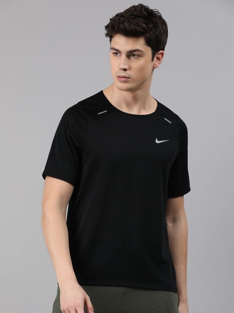

Nike Men Black Solid Dri Fit AS M NK RISE Round Neck T-shirt