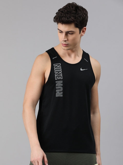 

Nike Men Black Printed Dri Fit NK WILD RUN RISE Round Neck T-shirt