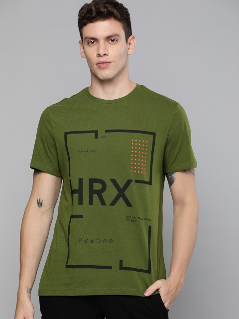 

HRX by Hrithik Roshan Men Avocado Solid Bio-Wash Antimicrobial Lifestyle T-shirt, Olive