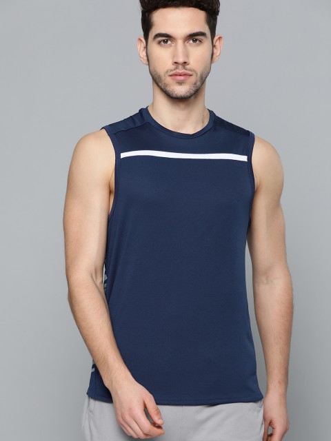 

HRX by Hrithik Roshan Men Medieval Blue Solid Rapid-Dry Antimicrobial Training T-shirt, Navy blue