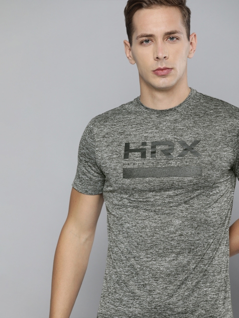 

HRX by Hrithik Roshan Men Grey Melange Solid Rapid-Dry Training T-shirt