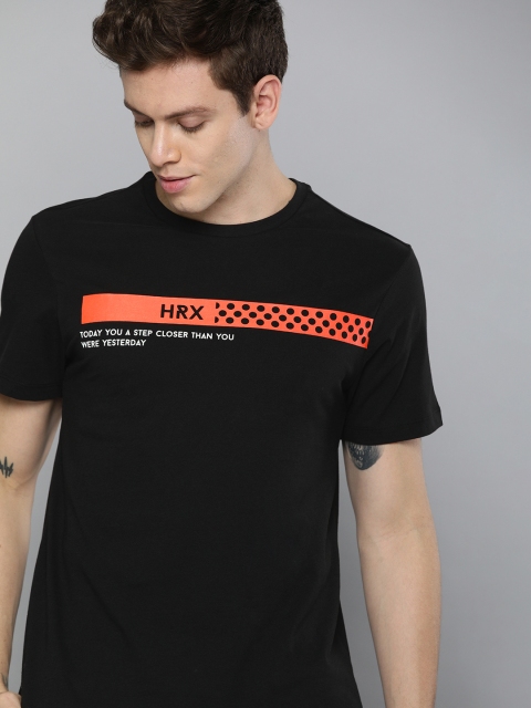 

HRX by Hrithik Roshan Men Black Solid Bio-Wash Antimicrobial Lifestyle T-shirt