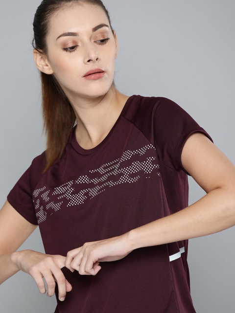 

HRX by Hrithik Roshan Women Burgundy Printed Rapid-Dry Training T-shirt