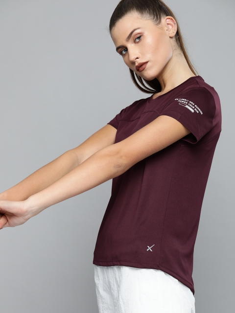 

HRX by Hrithik Roshan Women Fig Solid Rapid-Dry Running T-shirt, Maroon