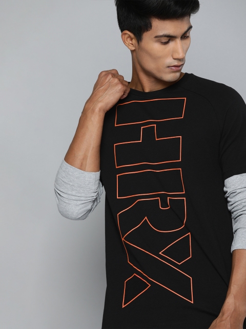 

HRX by Hrithik Roshan Men Black Solid Bio-Wash Antimicrobial Lifestyle T-shirt