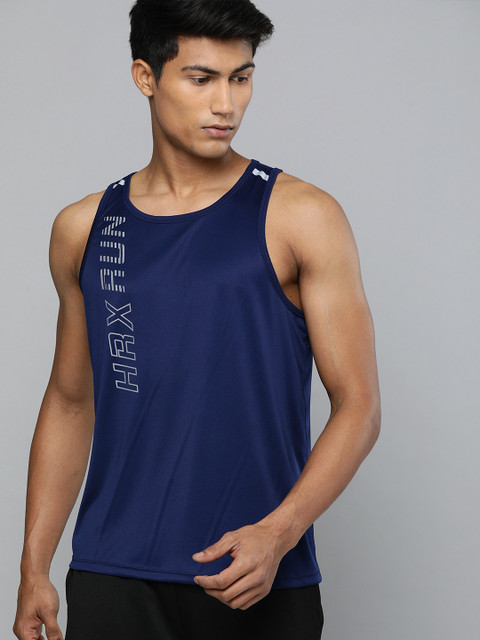

HRX by Hrithik Roshan Men Navy Blue Solid Rapid-Dry Running T-shirt