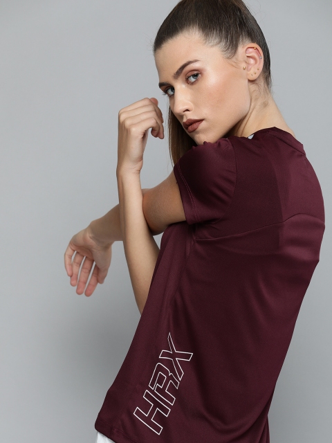 

HRX by Hrithik Roshan Women Fig Solid Rapid-Dry Training T-shirt, Maroon