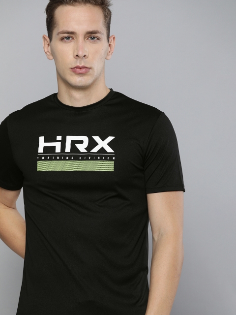 

HRX by Hrithik Roshan Men Jet Black Solid Rapid-Dry Antimicrobial Training T-shirt