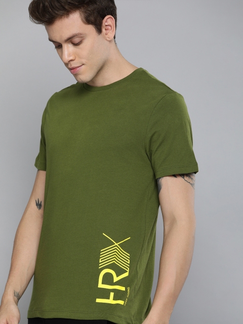

HRX by Hrithik Roshan Men Avocado Solid Bio-Wash Antimicrobial Lifestyle T-shirt, Olive