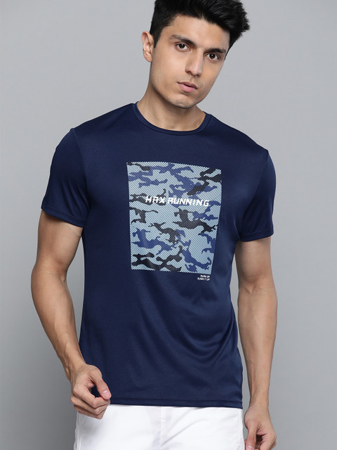 

HRX by Hrithik Roshan Men Medieval Blue Solid Rapid-Dry Running T-shirt, Navy blue