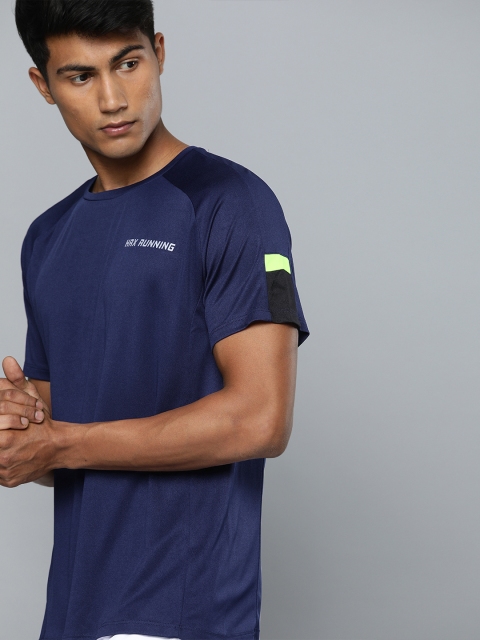 

HRX by Hrithik Roshan Men Medieval Blue Solid Rapid-Dry Running T-shirt, Navy blue