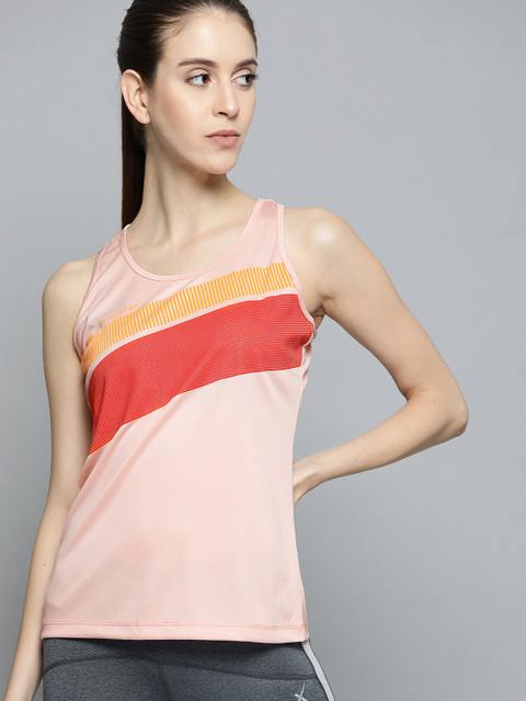 

HRX by Hrithik Roshan Women Peachskin Colourblocked Rapid-Dry Training Top, Peach