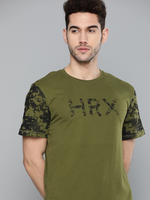 

HRX by Hrithik Roshan Men Avocado Solid Bio-Wash Antimicrobial Lifestyle Pure Cotton T-shirt, Olive