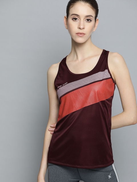 

HRX by Hrithik Roshan Women Fig Colourblocked Rapid-Dry Training Top, Burgundy