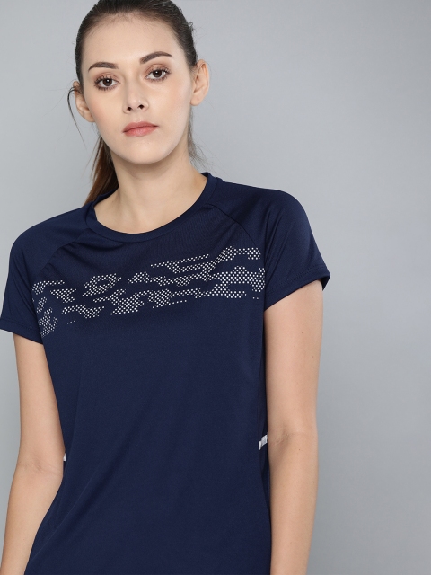 

HRX by Hrithik Roshan Women Navy Blue Printed Rapid-Dry Training T-shirt
