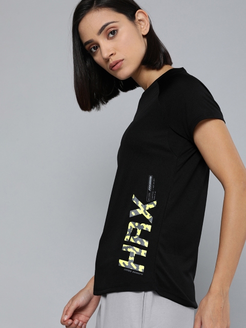 

HRX by Hrithik Roshan Women Black Printed Rapid-Dry Running T-shirt