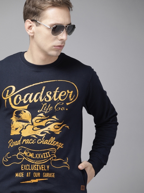 

Roadster Men Blue Printed Sweatshirt