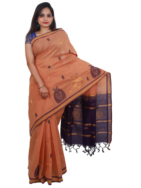 

APCO Peach-Coloured Woven Design Rajahmundry Pure Cotton Handloom Saree