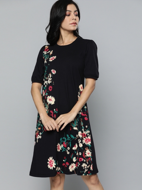 

Chemistry Women Black Printed A-Line Dress