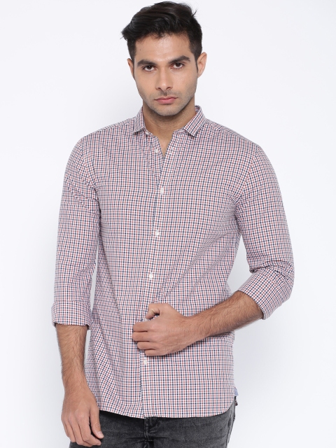 

Jack & Jones Rust Orange & Navy Checked Slim Casual Shirt