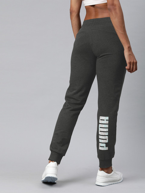 

Puma Women Charcoal Grey Printed Regular Fit CL 6 Sweat Joggers