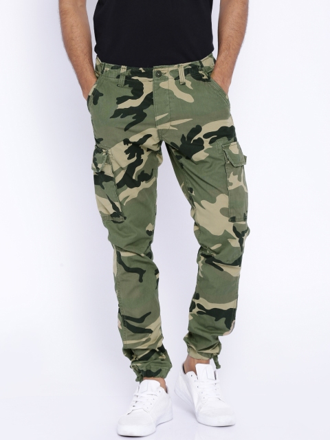

Jack & Jones Green Camouflage Print Cody Fit Cargo Trousers
