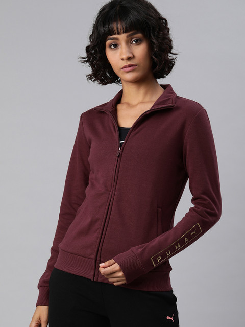 

Puma Women Burgundy Solid Sweat Front-Open Sweatshirt