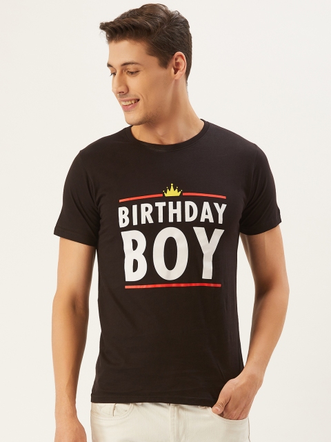 

PRINTOCTOPUS Men Black Printed Round Neck T-shirt
