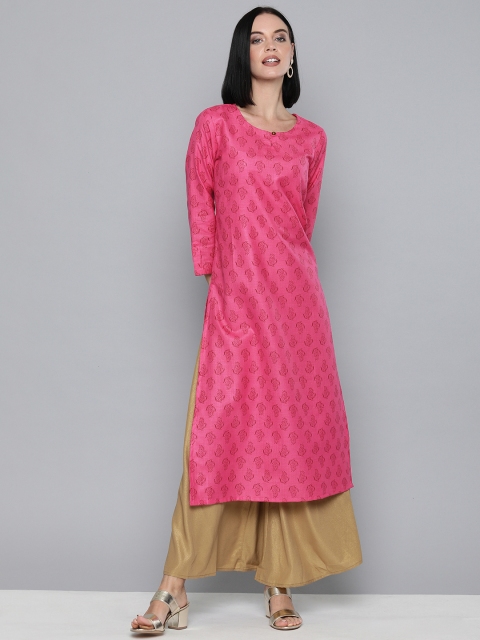 

HERE&NOW Women Pink & Maroon Printed A-Line Kurta