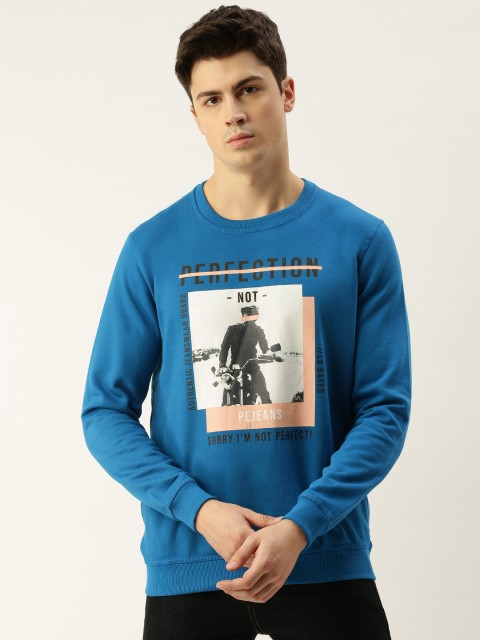 

Peter England Men Blue & White Printed Sweatshirt
