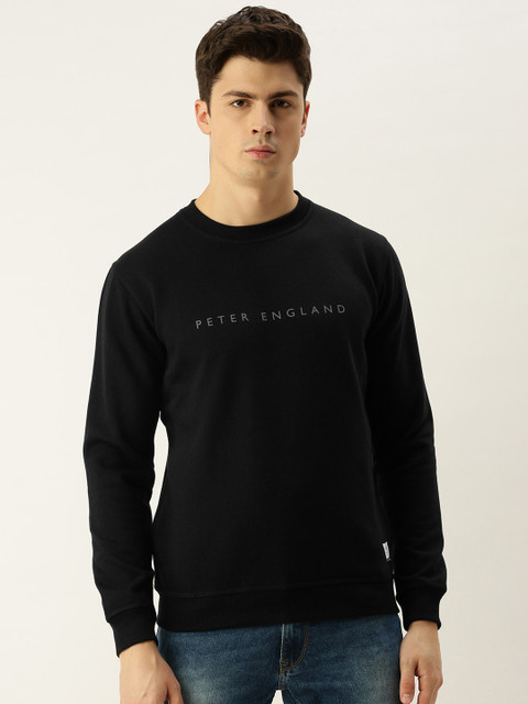 

Peter England Men Black Solid Sweatshirt
